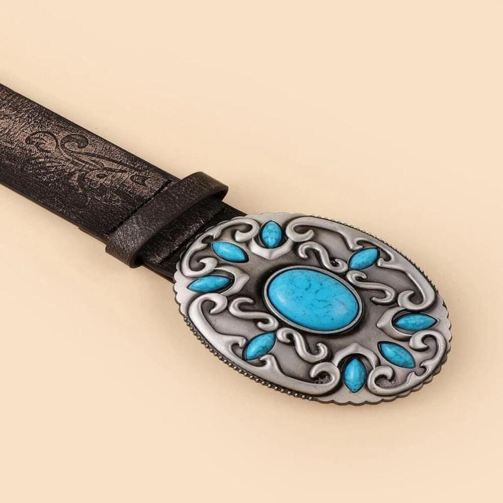 Western Style Women's Belt In Blue - Picture 2 of 6